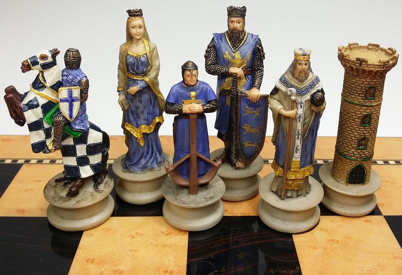 HPL Hot Products Medieval Times Crusades King Richard The Lionheart Knight Color Painted Chess Men Pieces Set - NO Board - Image 1